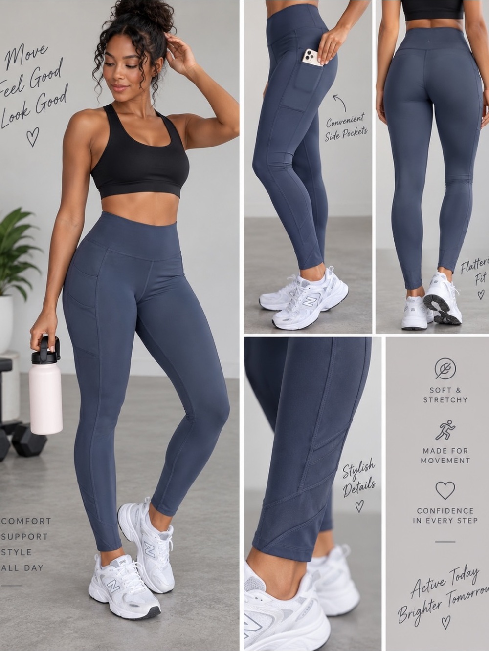 Mondetta women’s Grey Blue Active Leggings